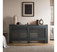 Radiant Living Radiator Cover Horizontal Slat Design, Modern Anthracite Grey MDF Radiator Cabinet for Living Room & Bedroom, Extra Large 172 x 81.5 x 19cm