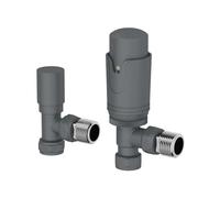 Radiant Living Thermostatic Radiator Valve Pack Angled Anthracite 15mm Lockshield TRV