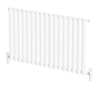 Radiant Living White Horizontal Radiator 600 x 1020mm - Single Panel Oval Column Designer Radiator, High Efficiency Modern Steel Heating for Living Room & Bathroom