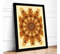 Radiant Mandala Boho Framed Wall Art Print A4 Black