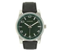 Radiant - Men's Quartz Analogue Watch, Stainless Steel, 43 mm Case, Black Leather Strap, Normal Buckle, Battery Included, Green and Silver Colour, 5 ATM