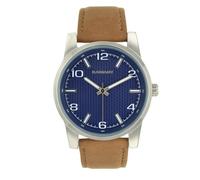 Radiant - Men's Quartz Analogue Watch, Stainless Steel, 43 mm Case, Brown Leather Strap, Normal Buckle, Battery Included, Blue and Silver Colour, 5 ATM