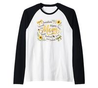 Radiant Mom Floral Sunshine Bumblebee Design Raglan Baseball Tee