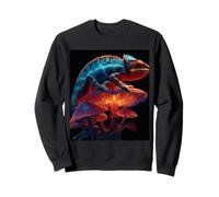 Radiant Mushroom Chameleon Botanical Art Sweatshirt