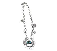 Radiant Pendant Necklace Bold Link Jewelry with Eye Center Charm Accents for Parties Dates Weekend Dressing Looks Retro Pendant Accessory Neckline Accent Outfit Charm Jewelry Party Look Date Night