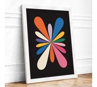 Radiant Petals Geometric Framed Wall Art Print A3 (42×29.7cm) White, Wall Decor for Living Room, Bedroom, Office & Home, Ready to Hang, Art Gift