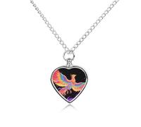 Radiant Phoenix Pet Urn Necklace for Dog Cat Ashes Heart Pets Cremation Keepsake Waterproof Pendant Memorial Jewelry Pendants Gifts for Women Men