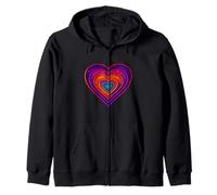 Radiant Psychedelic Heart Layers Zip Hoodie