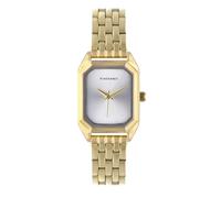 Radiant - Quartz Analog Watch for Women, Rectangular 33.5 mm Gold Case, Silver Dial, Gold Steel Bracelet with Clasp Closure, Battery Included, Water Resistant 3 ATM