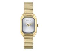 Radiant - Quartz Analog Watch for Women, Rectangular 33.5 mm Gold Case, Silver Dial, Gold Steel Bracelet with Clasp Closure, Battery Included, Water Resistant 3 ATM