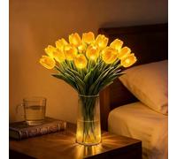 Radiant Romantic Tulip Ligh,15 PCS Twinkling Tree Tulips Led Night Light that Never Fade, Never-Fade Artificial Tulips,Flower Shaped Ambient Night Lamp for Bedroom Wedding Decor & Gift (Yellow)