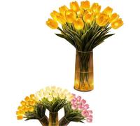 Radiant Romantic Tulip Light, 15 PCS Twinkling Tree Tulips Led Night Light that Never Fade, Artificial Bouquet Tulips Flower Shaped Ambient Night Lamp Bedroom Decorate Holiday Decor & Gifts (Yellow)