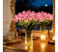 Radiant Romantic Tulip Light, 5-Pack Twinkling Tree Tulips Lamp, LED Lighted Artificial Flowers Tulips Lamp, Twinkling Led Tulips that Never Fade, Ambient Night Light for Home Decor (Pink, No Vase)