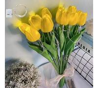 Radiant Romantic Tulip Light, Holding Twinkling Tree Tulips with Ribbon, Radiant Romantic Tulip Light Twinkling Tree, Battery Operated Ambient Night Lamp for Bedroom Table Wedding Decor (yellow,15pcs)