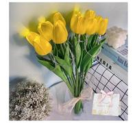 Radiant Romantic Tulip Light, Twinkling Tree Tulips, Artificial Tulip Flowers LED Lights with Ribbon, Holding Flower Shaped Ambient Night Lamp for Bedroom Bedside Decor (Yellow, 15 pcs)