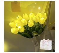 Radiant Romantic Tulip Light, Twinkling Tree Tulips, Artificial Tulip Flowers LED Lights with Ribbon, Holding Flower Shaped Ambient Night Lamp for Bedroom Bedside Decor (White, 5 pcs)
