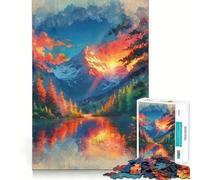 Radiant Serenity︰ Sunset Over The Alpine Mirror Jigsaw 1000 Pieces for Teenagers Strengthen Memory Relaxing Fun Smooth Edge Santa Wish List (50x75cm)