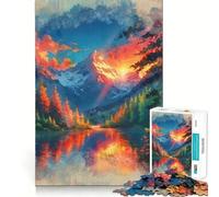 Radiant Serenity︰ Sunset Over The Alpine Mirror Jigsaw Puzzles 1000 Pieces for Teenagers Logic Game Warm Time Precise Cut Art Collection Piece (38x52cm)