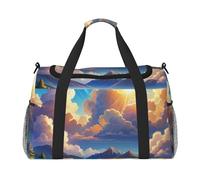 Radiant Skies Print Travel Duffel Bag for Men & Women, Foldable Travel Bags and Spacious Weekender Tote Bag for Storage Toiletry Luggage Personal Item, Black, L