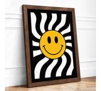 Radiant Smile Graphic Framed Wall Art Print A1 Walnut | Ready to Hang, Premium Gi Paper, Fade-Resistant Inks, Securely Packaged, UK Made