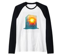 Radiant Sun Melting Ice Cube Fantasy Art Raglan Baseball Tee