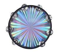 Radiant Tambourine Reflective Hand Held Drum, Double Row Bell Drum with Clear Crisp Sound, Birch Wood Metal Plastic Percussion Instrument for Dancing Singing Parties Music Classes (10 Inch)