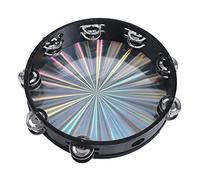 Radiant Tambourine with Double Row Jingles, 10 Inch Handbell Music Reflective Drum, Hand Drum Percussion Instrument, for Adults, Kids, Teaching, Party Games(10 Inch Sunflower)