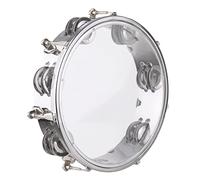 Radiant Tambourines, 8 Inch Handbell Hand Drum Radiant Reflective Drum with Double Row Jingles Musical Percussion Instrument for Adults KTV Party (8 inch)