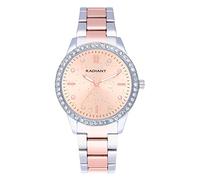Radiant - Universe Collection - Analogue and Automatic Watch. Women's Wristwatch. Silver Bracelet Watch with Rose Gold dial, Two-Tone Strap and Pink Rhinestones on The Bezel. 3 ATM. 38 mm.,