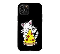 Radiant White Cat Hugging Pizza Slice Case for iPhone 11 Pro