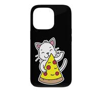 Radiant White Cat Hugging Pizza Slice Case for iPhone 13 Pro