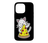 Radiant White Cat Hugging Pizza Slice Case for iPhone 14 Pro Max