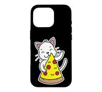 Radiant White Cat Hugging Pizza Slice Case for iPhone 16 Pro
