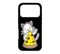 Radiant White Cat Hugging Pizza Slice Case for iPhone 17 Pro