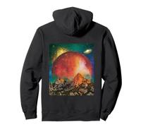 Radiant Woodland Under the Blood Moon,Vintage Luna Landscape Pullover Hoodie