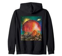 Radiant Woodland Under the Blood Moon,Vintage Luna Landscape Zip Hoodie