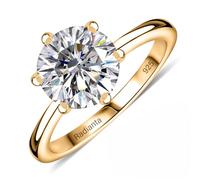 Radianta 2Ct Moissanite Engagement Rings, Moissanite Solitaire Ring in 18K Vermeil Yellow Gold Plated 925 Sterling Silver Rings for Women Wedding Promise Ring Size V Gift for Mother Proposal Ring