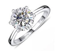 Radianta 2Ct Moissanite Engagement Rings, Moissanite Solitaire Ring in Platinum Plated 925 Sterling Silver Rings for Women Wedding Promise Ring Size S Gift for Wife, Mother Proposal Ring