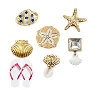 Radiantmnocx Sandal Charm 6 Pieces Gold Sea Shell Starfish Decoration | Slippers Gold Charms for Party Holiday New Year Birthday Social Occasions Beach Trip Daily Travel
