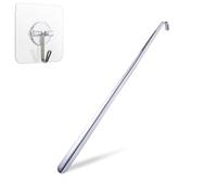 RadiantRover 60cm shoe horn long handled, stainless steel shoe horns thickened, long handle durable metal boot horn with hook, suitable for men, women, children and the elderly, silver