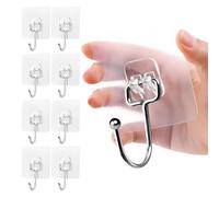 RadiantRover Large Adhesive Hooks for Hanging Heavy-Duty Wall Hooks 44 lbs, self-Adhesive Towel Coat Hooks, Transparent Adhesive Wall Hooks for Bathroom Shower Outdoor Home Kitchen Decoration (8 pcs)