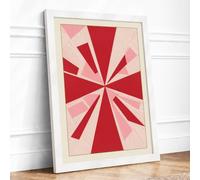 Radiating Sunburst Geometric Framed Wall Art Print A4 (29.7×21cm) White, Wall Decor for Living Room, Bedroom, Office & Home, Ready to Hang, Art Gift