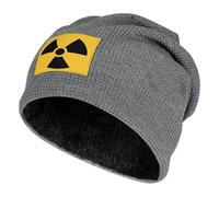 Radiation Warning Symbol Soft Plush Lined Beanie Winter Warm Pullover Cap Unisex Classic Knit Hat Gifts for Outdoor Activity