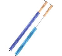 Radiator Brush with Wooden Handle | Pack of 2 Radiator Cleaner Brush with Hanging Hook Loop | Multi-Purpose, Flexible, Thin, 65CM Long | Efficient and Easy Cleaning of Home and Office (Colourful)