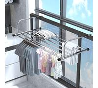 Radiator Clothes Dryer Multifunction Balcony Radiator Drying Rack Stainless Steel Radiator Folding Airer Foldable Laundry Drying Rail Extendable Clothing Dryer Rack