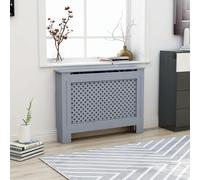 Radiator Cover Anthracite MDF 112x19x81.5 cm Slatted Shelf Stand Modern Storage
