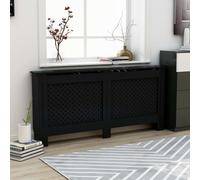 Radiator Cover Black 172x19x81 cm MDF Slatted Shelf Panel Heat Guard Modern Styl