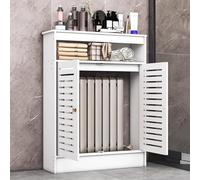 Radiator Cover Cabinet, Louvered Grill, 2-Door Wood MDF Heating Cover, Modern Storage Organizer for Living Room, Bedroom, Bathroom