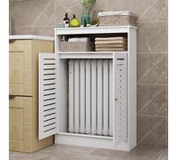 Radiator Cover Cabinet Shelf - Louvered Grill Storage Organizer with 2 Doors for Home Living Room and Bedroom
