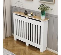 Radiator Cover Cabinet Shelf Slatted Design for Heaters Stylish Modern Decorative Shelf for Living Room & Bathroom Home Heating Solutions SpaceSaving Furniture
